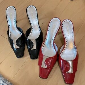 2-pack pointed slip on heels, black and red size 9